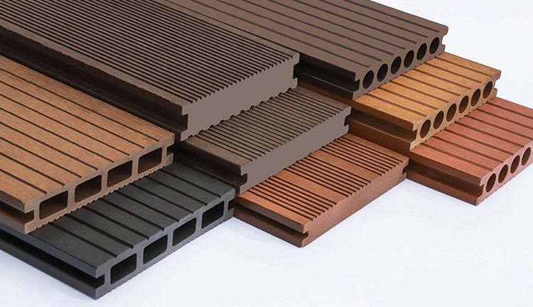 Decking s&oacute;lido antideslizante gris de WPC