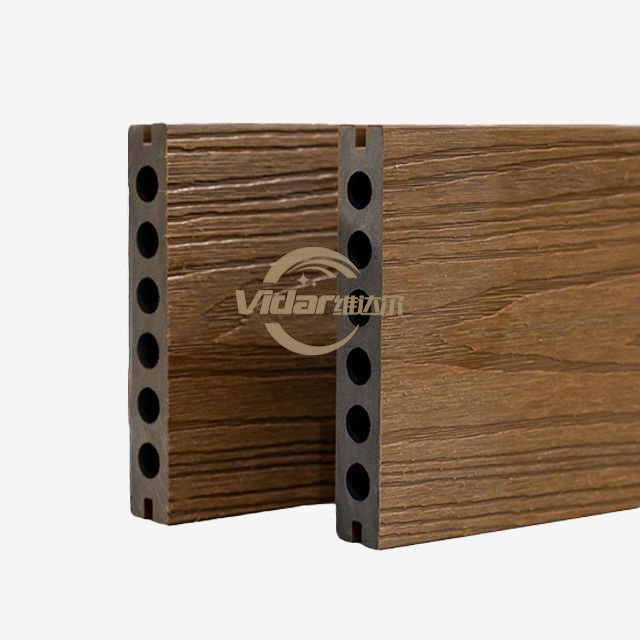 Agujero redondo hueco de 143x22,5 mm para cubiertas de WPC Cubierta de coextrusión Pisos de madera veteada 3D