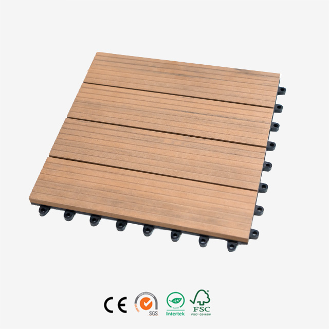 Baldosas de cubierta entrelazadas compuestas de plástico y madera WPC DIY Decking Board 